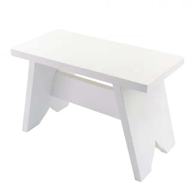 Small White Wooden Stool - Solid Wood