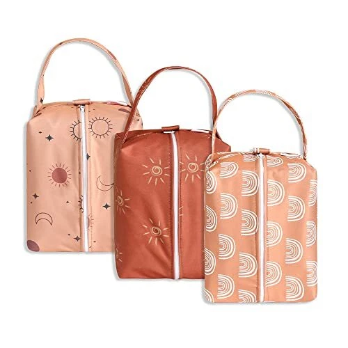 Baby Diaper Wet Dry Bag - 3PCS Diaper Organizer Nappy Pouch Water- resistan