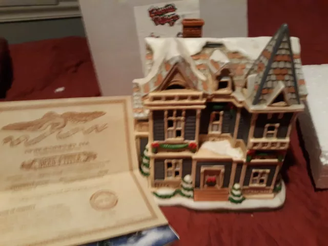 Vintage 1995 Lefton Colonial Village Lighted Christmas Treviso House #10392