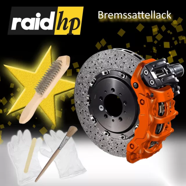 raid hp Bremssattel Lack 350008 ORANGE glänzend 7 - teilig mit Stahlbürste