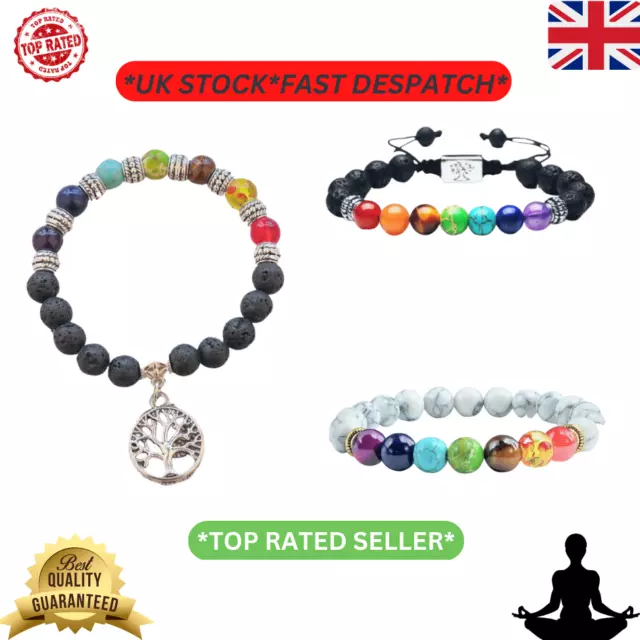 Crystal Gemstone Bracelet Chakra Jewellery Healing Natural 7 Stones Tree of Life