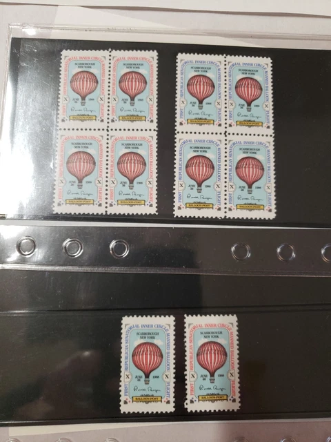 Set Of Ten ronald reagan signed 1988 Ballon Stamps Mint F-VF Rare W/authenticity
