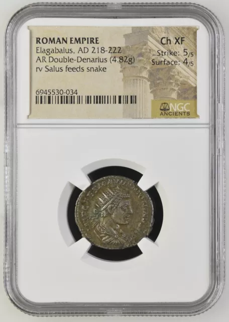 Roman Empire - Elagabalus - AD 218-222 - Silver Double-Denarius - NGC Ch XF