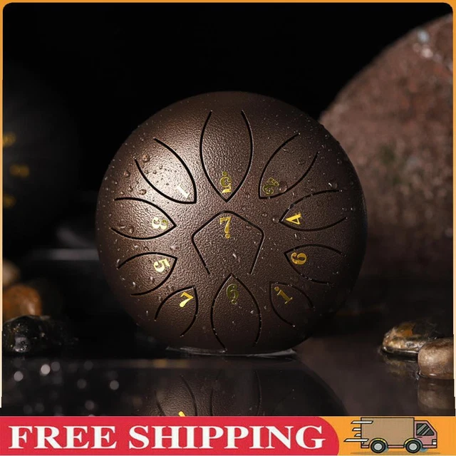 6 Inch 11-Note Tongue Drum with Drumsticks Hand Pan Ethereal Drums (Bronze) ~