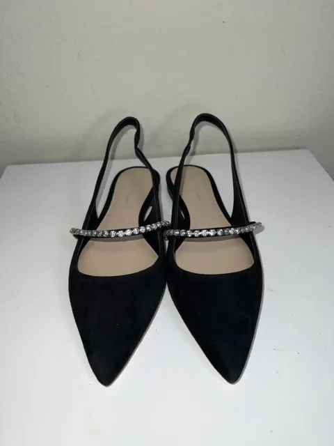 $475 Women’s Stuart Weitzman Crystalline Leather Slingback Flats Shoes Sz 7.5