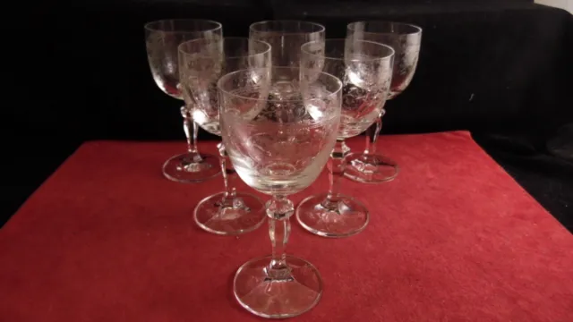 Service de 6 verres en cristal d'Arques modèle gravé style Issambres