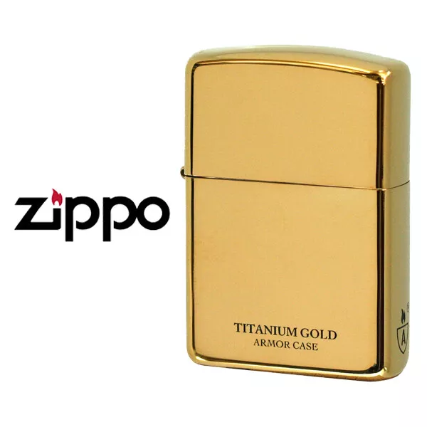 Zippo lighter armor simple side logo gold color unused item imported from Japan