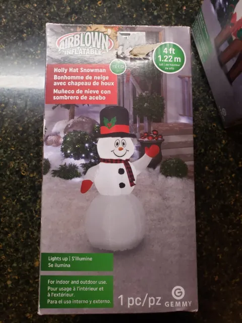 Inflable Navidad Gemmy Snowman LED 4 ft soplado por aire