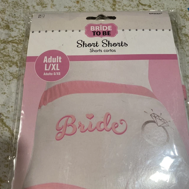 Bride Shorts Large Extra Large White Pink Diamond Ring Wedding Gift Sexy Sparkly