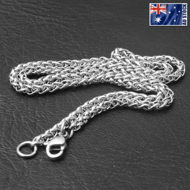 Wholesale Price Stainless Steel Silver Wheat Braided Chain Necklace Men's Gift