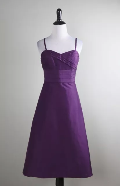 ANN TAYLOR NWT $198 Purple 100% Silk Dupioni Formal Pleated Dress Size 6