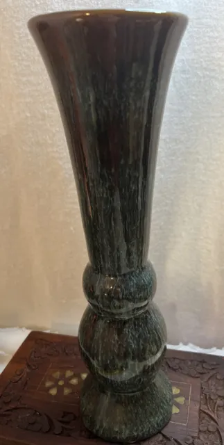 Kohls Ceramic Glazed Stoneware Vase MCM Vibe Brown And Aqua Color Scheme
