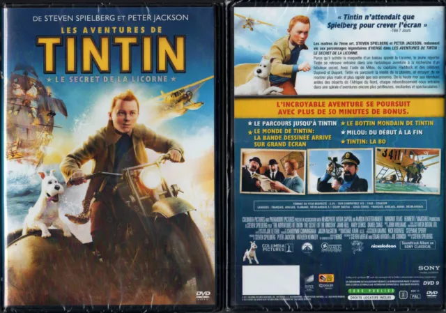 DVD - LES AVENTURES DE TINTIN Le Secret de la Licorne - J.Bell,S.Spielberg  NEUF