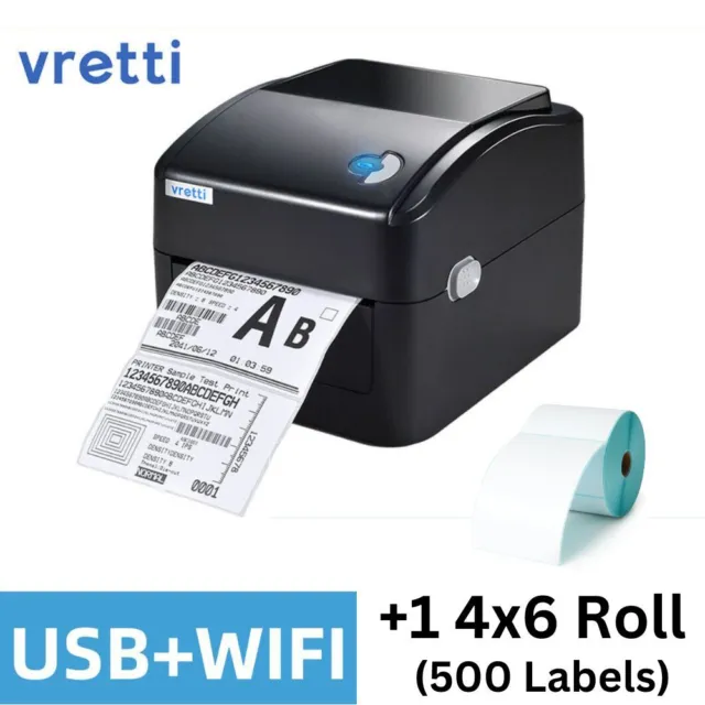 VRETTI Thermal Label Printer WIFI USB Windows & Mac 4x6 60x30mm Labels