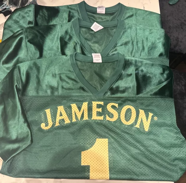 1 Jameson Irish Whiskey #1 Green V-Neck Short Sleeve Football Jersey Mens Large