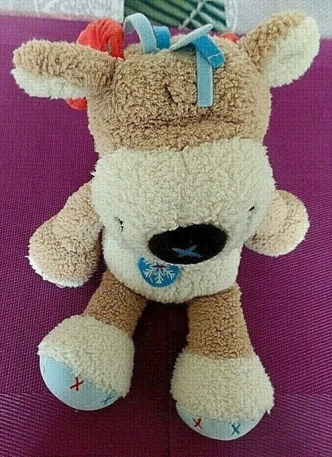 B6G / doudou peluche chien cerf rennes élan beige flocon neige bleu CATIMINI
