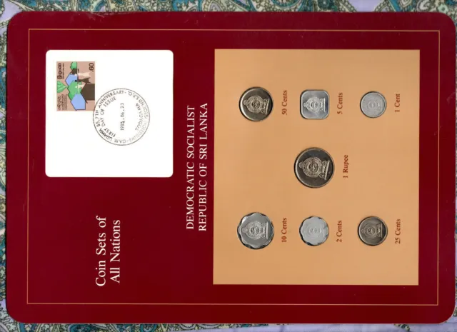 Coin Sets of All Nations Sri Lanka UNC 1978 but Rupee, 25 & 50 Cents 1982