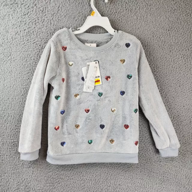 Epic Threads Little Heart Cozy Sweatshirt Girls' 6 Frosted Gray Crew Neck L/S