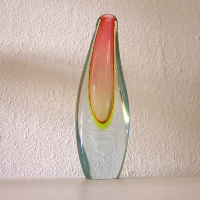 32 cm Murano Glasobjekt Vase Flavio Poli Seguso Sommerso da Ros Ära italy top