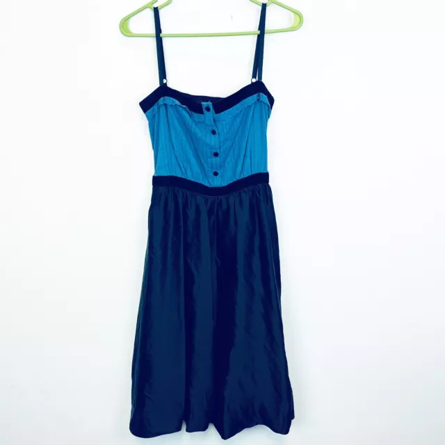 Bcbgmaxazria Women’s Size M Blue Black Fit Flare Sleeveless Dress