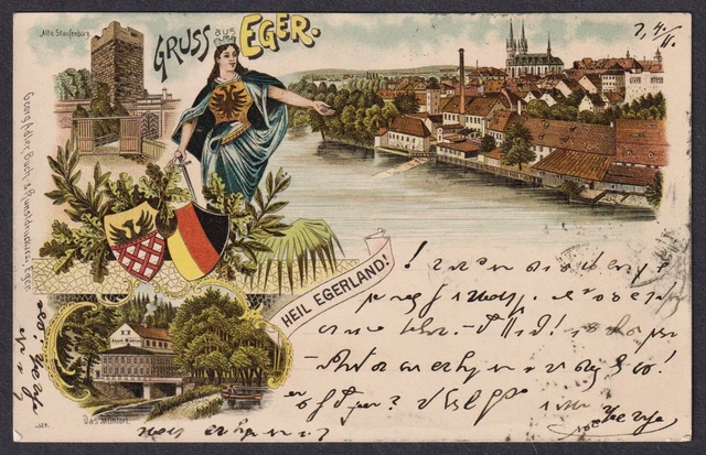 Gruss Aus Eger Cheb Staufenburg Castello Ak Litho Boemia Bohemia Cesko Czech
