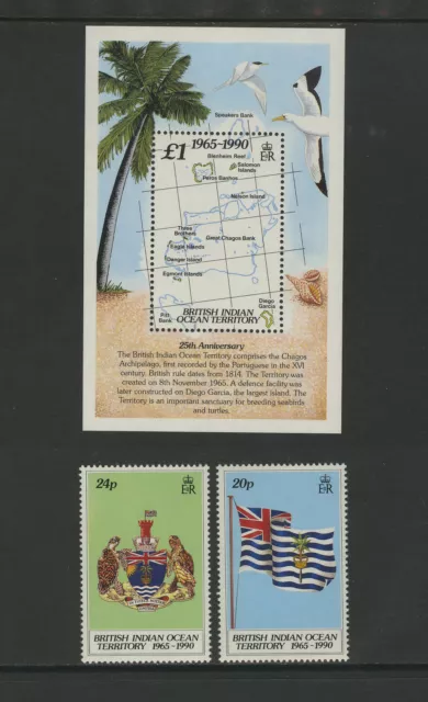 M5862 British Indian Ocean Territory 1990 SG108/9+MS110 - 25th Anniversary + m/s