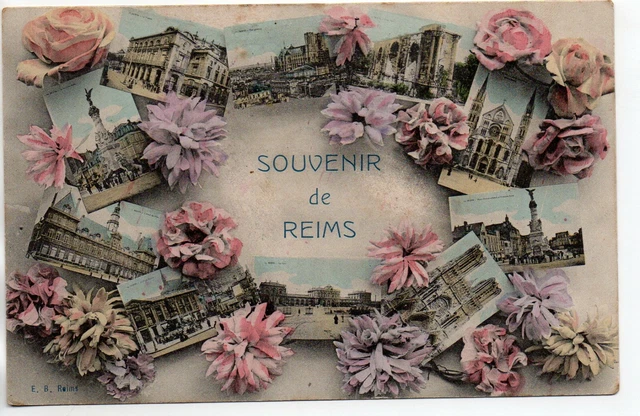 REIMS - Marne - CPA 51 - Cartes Souvenir -  carte 10 vues ...2