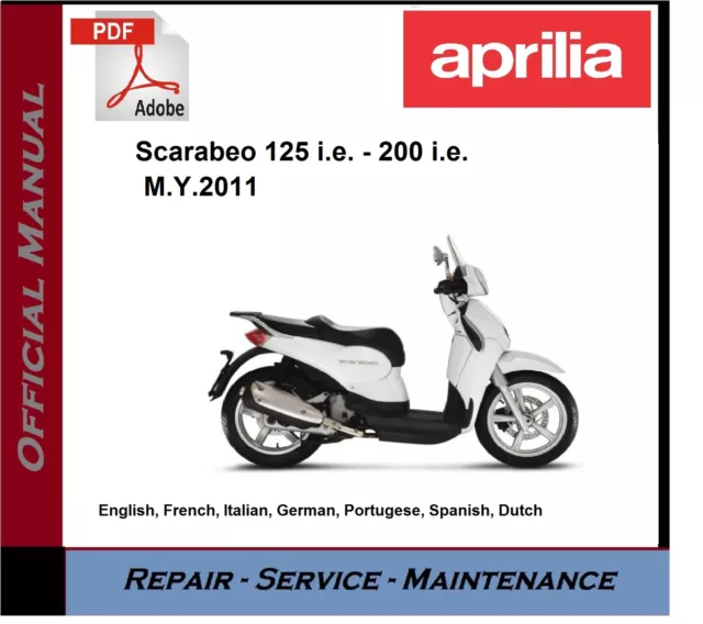 Aprilia Scarabeo 125 i.e - 200 i.e  Workshop Service Repair Manual on USB