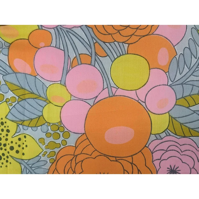 Psychedelic Floral Lollipop Flowers Fabric Vintage 1960's Lightweight Cotton Mix