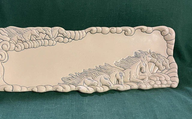 1994 Serving Tray  Hart Land inc. Running Horses . Trinket / Cheese / Serving