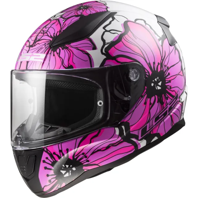 LS2 Motorrad Helm XS - FF353 Rapid II 2 Poppies - Integralhelm pink