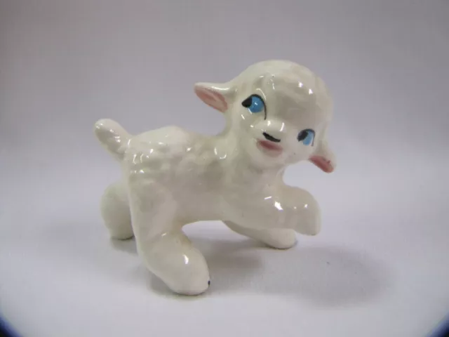 Miniature Lamb Figurine Vintage Hand Painted Porcelain