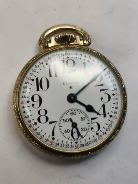 Vintage Working 1940 ELGIN 10K R.G.P Montgomery Dial 17J Gents Pocket Watch 16s