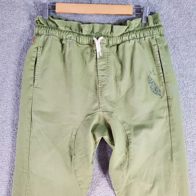 MUNSTER Pants Girls Youth 16 Green Tapered Paperbag Casual Stretch Kids Pocketed 2