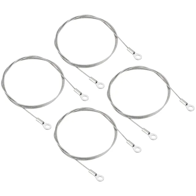 4Pcs 1.5mmx1m Steel Security Cable 5mm ID Eyelets Ended Safety Wire Rope