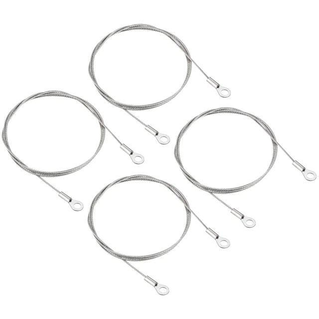 4Pcs 1.5mmx1m Steel Security Cable 5mm ID Eyelets Ended Safety Wire Rope