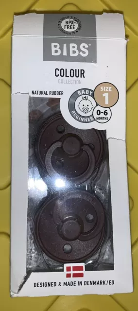 Bibs Color Collection Pacifier Natural Rubber Round Pacifier Size 1 Chestnut New