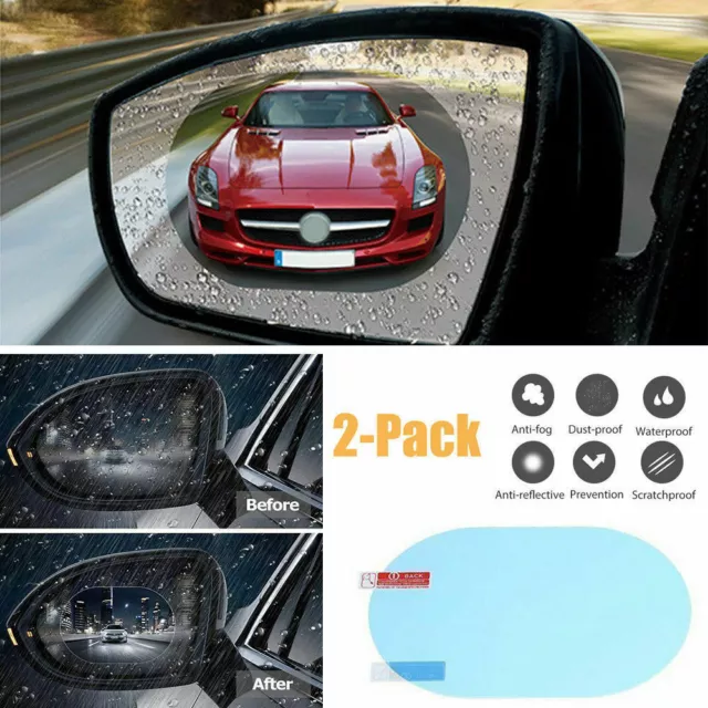 2PCS Car Rear View Mirror Film Rainproof Anti-Fog Hydrophobic Protective Sticker