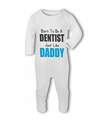 Born to be a Dentist like Daddy/Mummy pink/blue - Baby Romper Suit by BWW Pri...