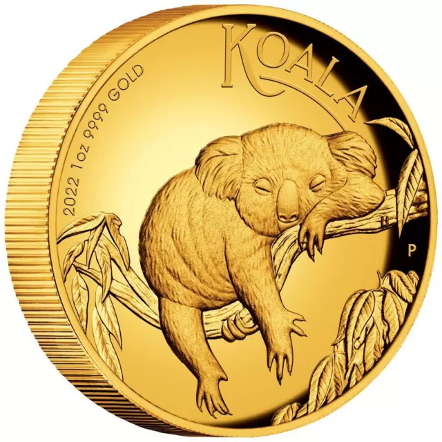 Goldmünze Koala 2022 - Australien - High Relief - im Etui - 1 Oz PP