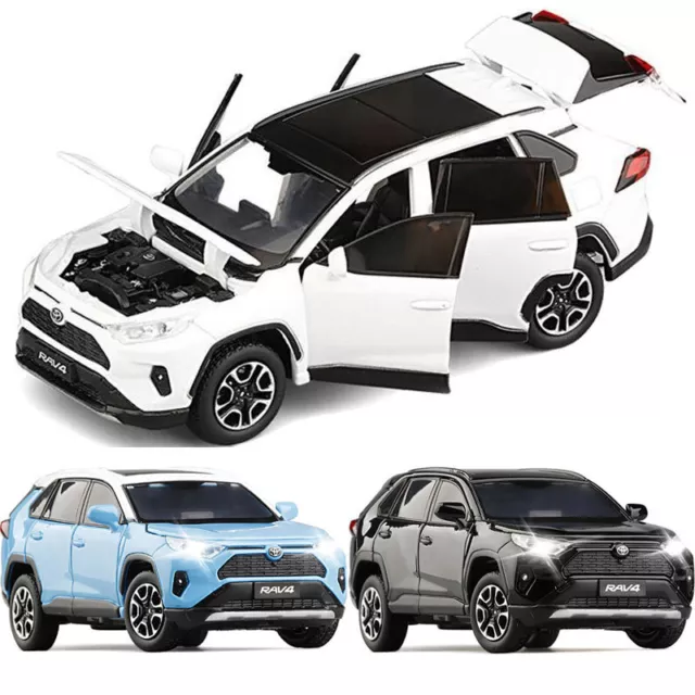 1/32 RAV4 Model Car Diecast Toy Vehicle Gift Toys for Kids Boys with Light Sound