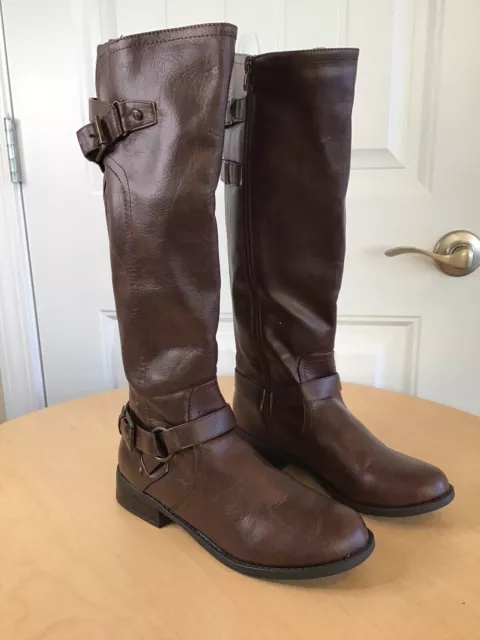 G by Guess brown tall Riding moto Biker Boots women’s size 8.5 m