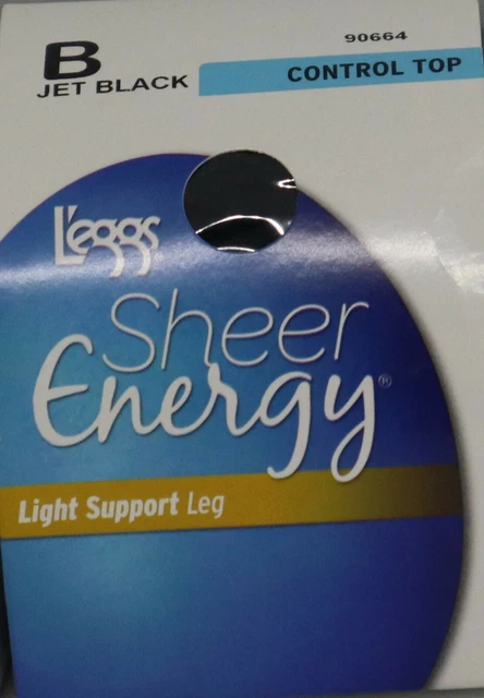 Leggs Sheer Energy Panty Hose B Black Control Top New