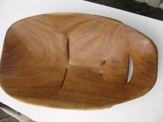 Vintage Hand Carved Mahogany Wood Grain African Mask Eyes Nose Mouth Cut Out 9