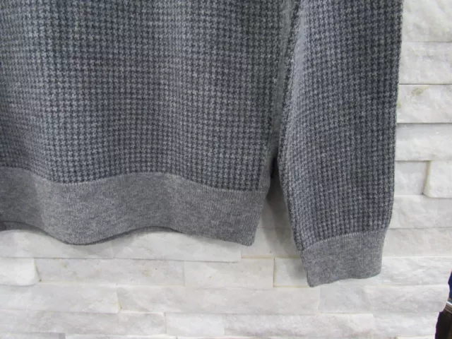 NWT Hugo Boss Gray Wool Fine Houndstooth Check Knit Maddeo Crewneck Sweater M 3