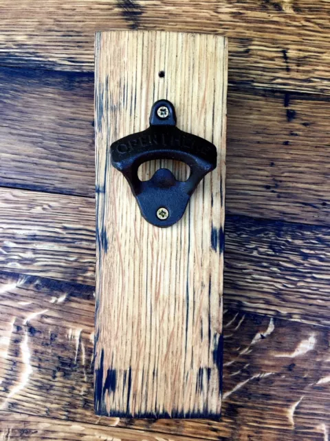 Whisky Barrel Bottle Opener. Wall Mounted. Solid Oak. Perfect Gift.