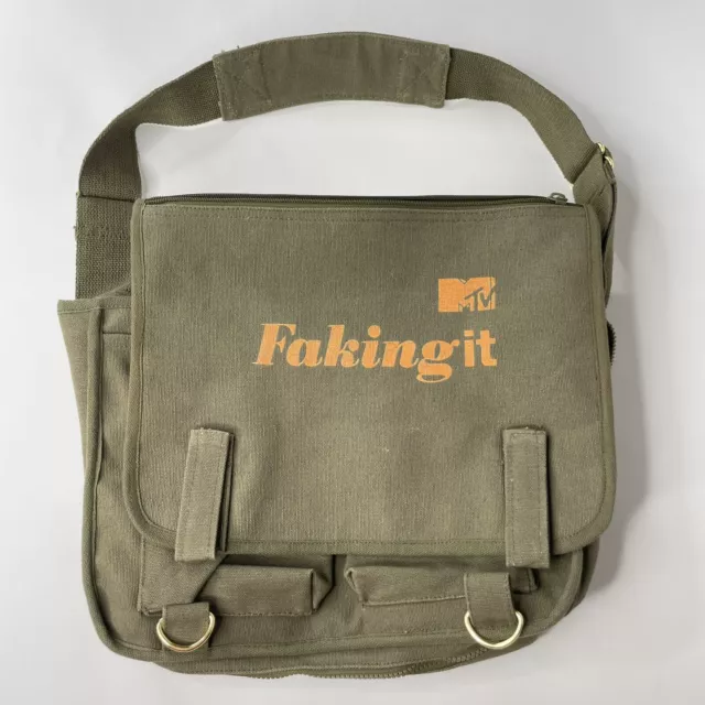 MTV “Faking It” Canvas Messenger Shoulder Bag Military Green_90s Rare Crossbody