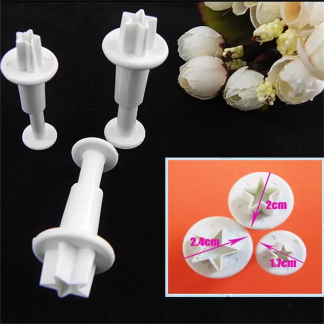 3X Star Cake Cookies Cutter Plunger Sugarcraft Decorating Fondant Mold Set D_YB 3