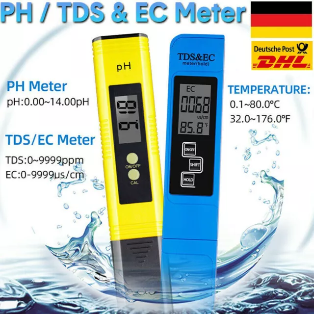 Digital Tester PH+TDS EC Wassertest Meter Messgerät Leitwertmessgerät 0-9990ppm