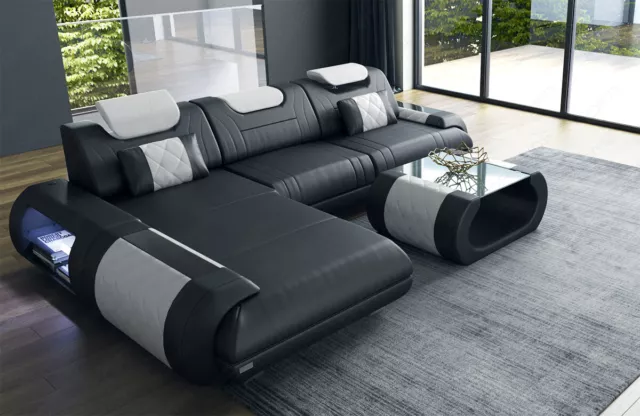 Sofa Corner Couch Designersofa Leather Rimini L Shape Ottoman LED